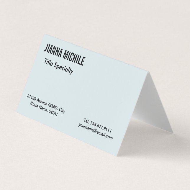 Sky Blue Minimalist Professional Business Card (Front)