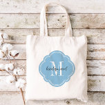 Sky Blue Monogram Bridesmaid Tote Bag<br><div class="desc">Cute trendy monogrammed wedding party tote bags personalized with a custom monogram initial,  bridesmaid text or add a name or other message. Click Customize It to change text fonts and colors to create a unique one of a kind gift for your bridesmaids and wedding party!</div>