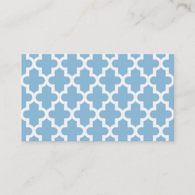 Sky Blue Moroccan Blank Business Card Template (Front)