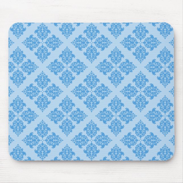 Sky Blue Moroccan Damask Mouse Pad (Front)