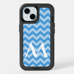 Sky Blue Moroccan Moods Chevrons with Monogram iPhone 15 Case
