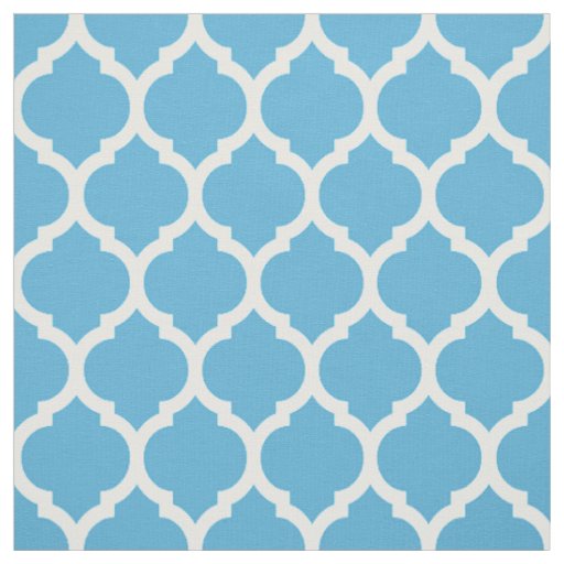 Sky Blue Moroccan quatrefoil Pattern Fabric