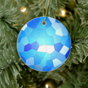 Sky Blue Mosaic Pattern Ceramic Ornament