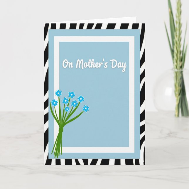 Sky Blue Mothers Day Floral Card (Front)