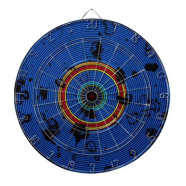 Sky Blue Multicolor Vinyl Disc Texture Pattern Dart Board (Front)