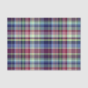 Sky Blue Navy Burgundy Pistach Preppy Madras Plaid Tissue Paper