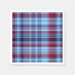 Sky Blue Navy Burgundy Preppy Madras Paper Napkins