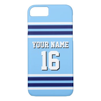 Sky Blue Navy White Team Jersey Sports Jersey Iphone 8/7 Case by FantabulousCases at Zazzle