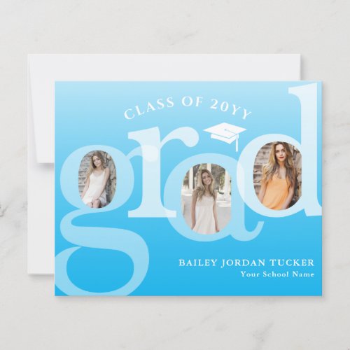 Sky Blue Ombre GRAD Budget Graduation Announcement