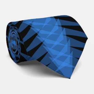 Sky Blue On Black Spiny Modern Abstract Design  Neck Tie
