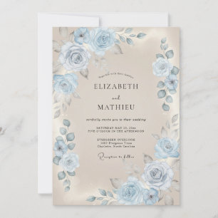 Sky Blue Painted Wedding Invitation