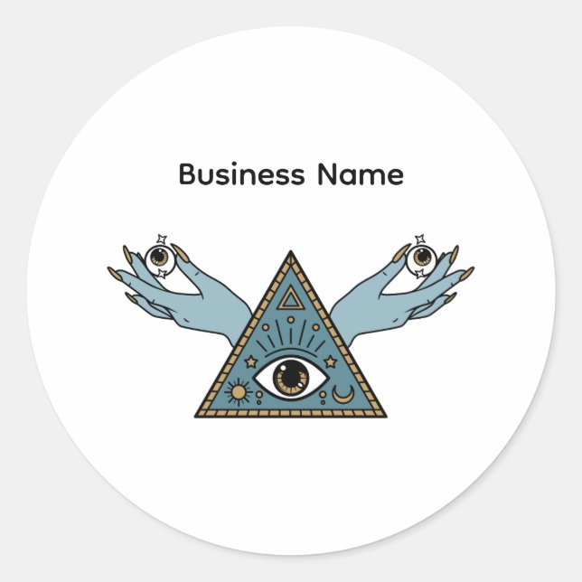 Sky Blue Pastel Blue Personal Business Name Classic Round Sticker (Front)