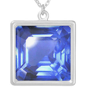 Sky Blue Pattern Silver Plated Necklace