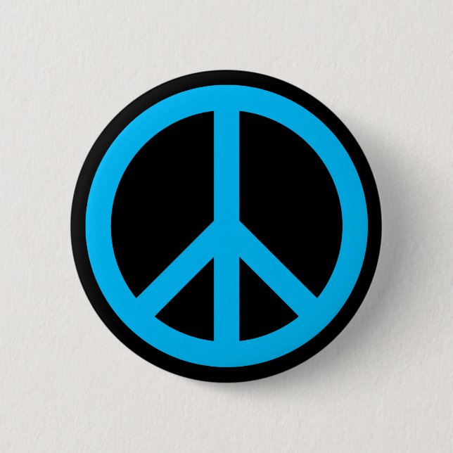 Sky Blue Peace Symbol Pinback Button (Front)
