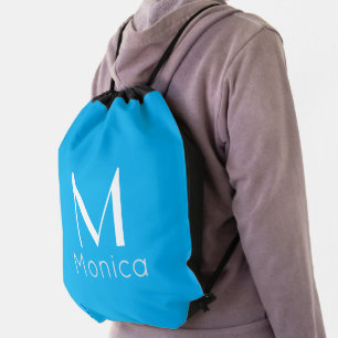 Sky blue - personalized drawstring bag