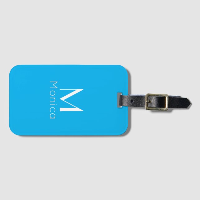 Sky blue - personalized  luggage tag (Front Horizontal)