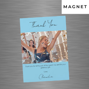 Sky blue photo thank you magnet card