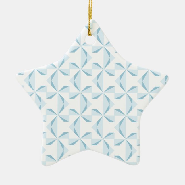 Sky Blue Pinwheels Ceramic Ornament (Front)