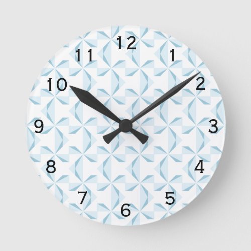 Sky Blue Pinwheels Round Clock