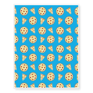 Sky blue pizza pattern temporary tattoos