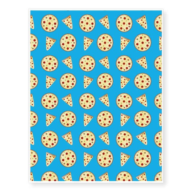 Sky blue pizza pattern temporary tattoos (Front)