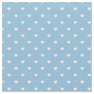 Sky Blue Polka Dot Hearts Fabric