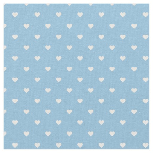 Sky Blue Polka Dot Hearts Fabric