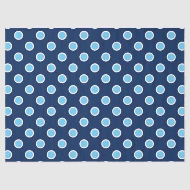 Sky Blue Polka Dots on Navy Tissue Paper (Front)