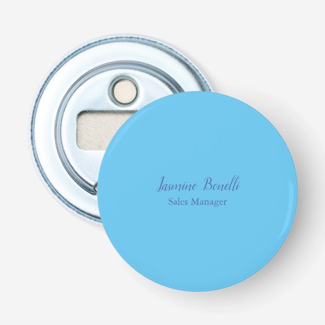 Sky Blue Professional Modern Minimalist Add Name Bottle Opener (Front)