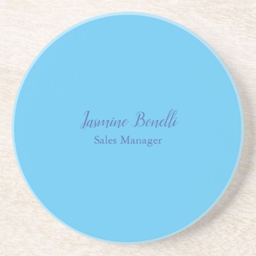 Sky Blue Professional Modern Minimalist Add Name Coaster