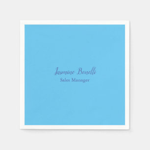 Sky Blue Professional Modern Minimalist Add Name Napkins