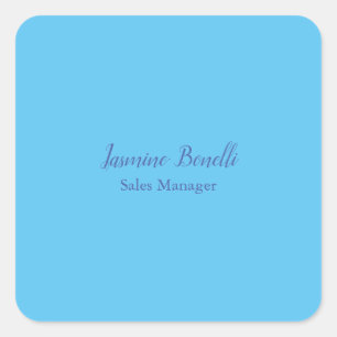 Sky Blue Professional Modern Minimalist Add Name Square Sticker
