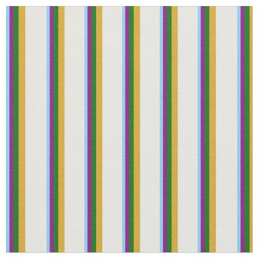 Sky Blue, Purple, Green, Goldenrod & Mint Cream Fabric