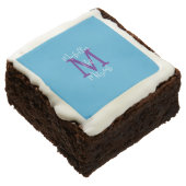 Sky Blue Purple White Bat Mitzvah Name Monogram Brownie (Angled)