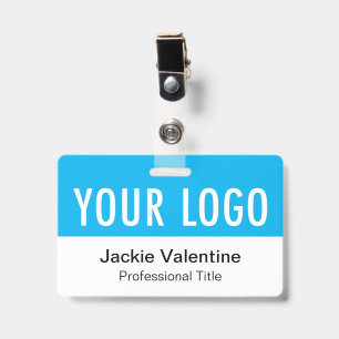Sky Blue PVC Badge Horizontal Staff ID Name Tag
