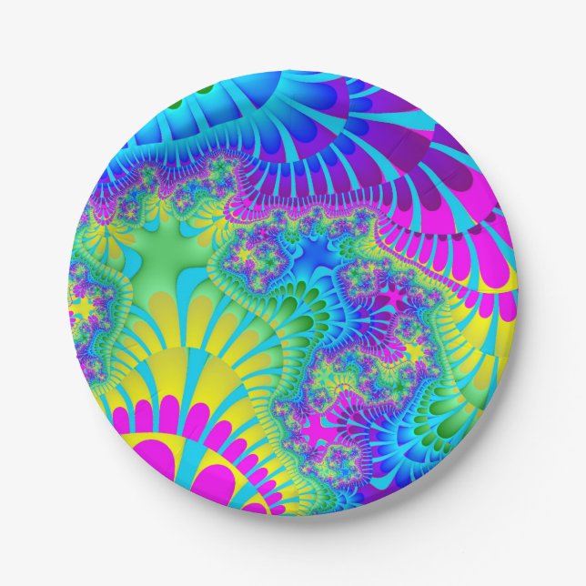 Sky Blue Rainbow Melt Paper Plates (Front)