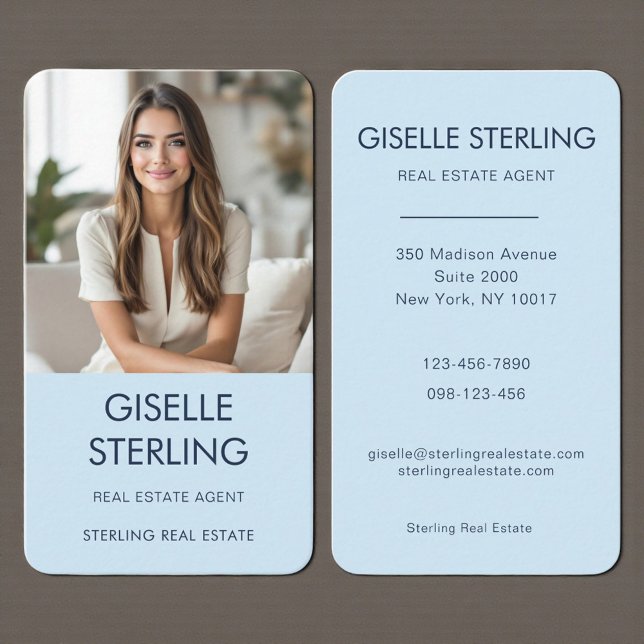 Sky Blue Real Estate Agent Photo Business Card (Creator Uploaded)