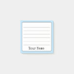 Sky Blue Retro Add Your Name Lined  Post-it Notes