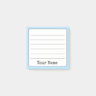 Sky Blue Retro Add Your Name Lined  Post-it Notes