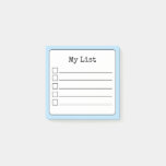 Sky Blue Retro Lined Checklist Post-it Notes