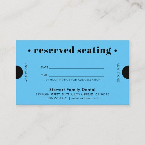 Sky Blue Retro Reserved Seating Dental Appointment Card