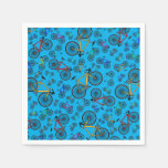 Sky blue road bikes paper napkins