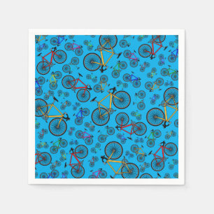 Sky blue road bikes paper napkins