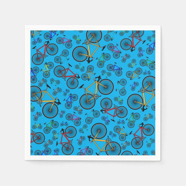 Sky blue road bikes paper napkins (Front)