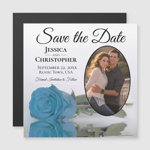Sky Blue Rose Wedding Save The Date Photo Magnet
