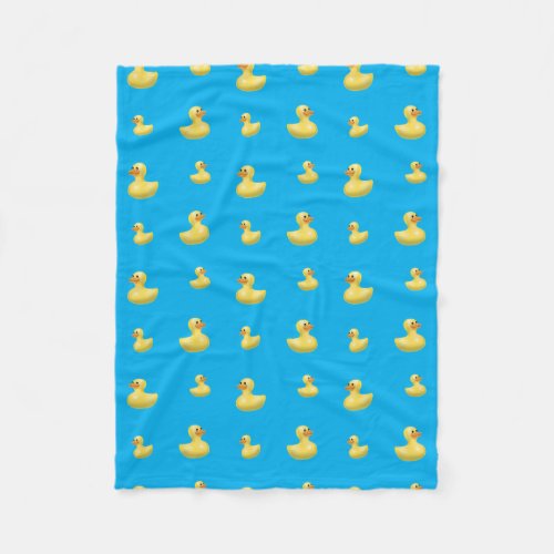 Sky blue rubber duck pattern fleece blanket