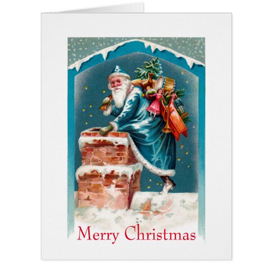 Sky Blue Santa Big Greeting Card (Front)