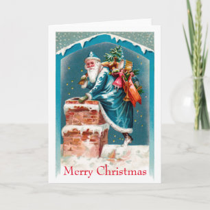 Sky Blue Santa Greeting Card