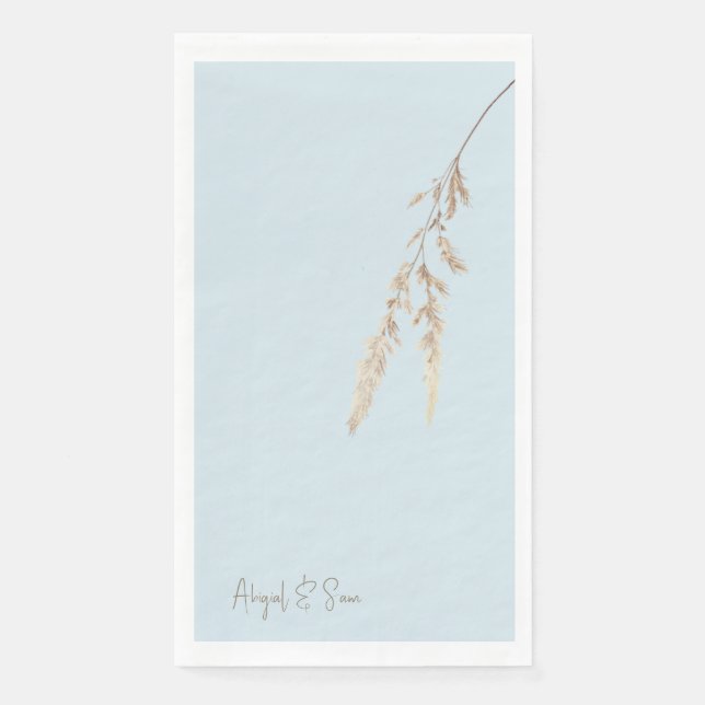 Sky Blue Script Custom Wedding Paper Guest Towels (Front)