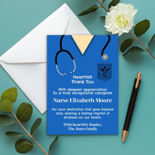 Sky blue Scrubs Nurse Thank You Card